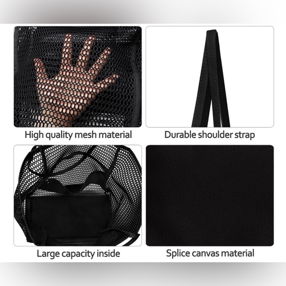Mesh Large Tote-Black - Picture 5 of 6